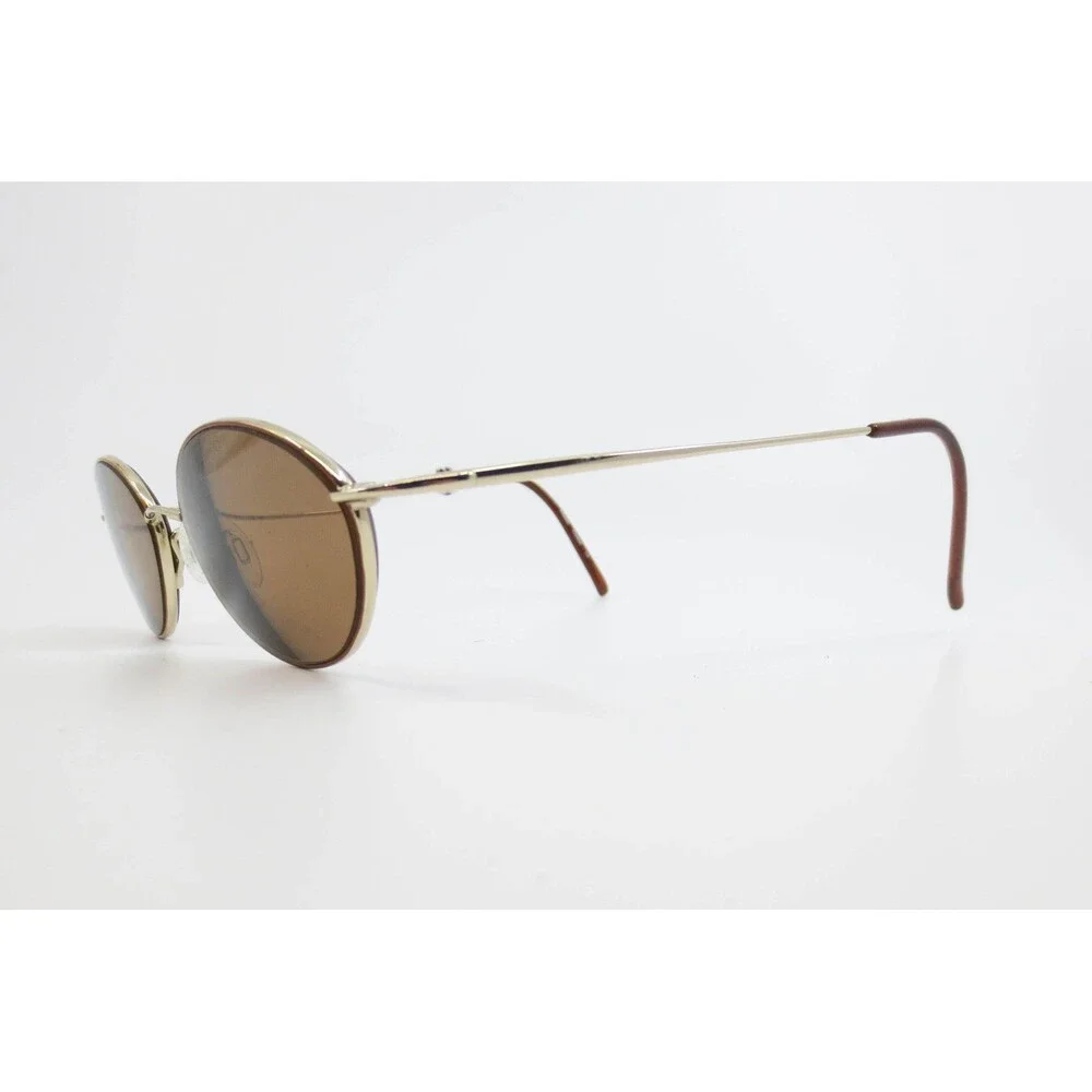 Flexon by Marchon 812 Gold Oval Sunglasses Brown Lens 50-18-140 Cashmere Brown